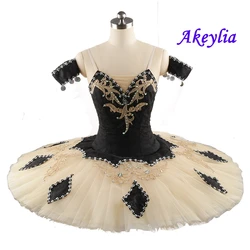 Harlequinade Ballet Costume For grils Columbine Doll Classical Tutu Ballet Costume Black Beige Harlequin Style Tutu Dress Women