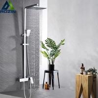 Chrome Rainfall Wall Mounted Shower Faucet Rotate Watering Can Bathtub Shower Set Handshower Head Rain Bathroom Mixer Tap