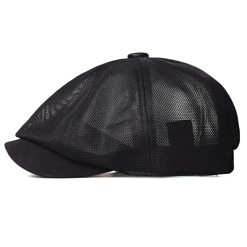 Sombrero de malla transpirable para hombre y mujer, Boina retro, informal, unisex, salvaje, octogonal, visera, primavera y verano