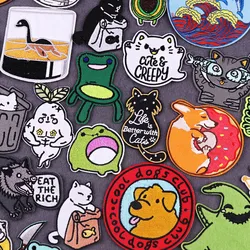 Cute Embroidered Patches For Clothing DIY Clothing Thermo Adhesive Patches Cartoon Animals Patches On Clothes Stickers Appliques