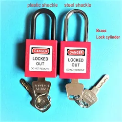 brass lock cylinder safety padlock Plastic Shackle Nylon non conductive industrial padlock unique key or same key