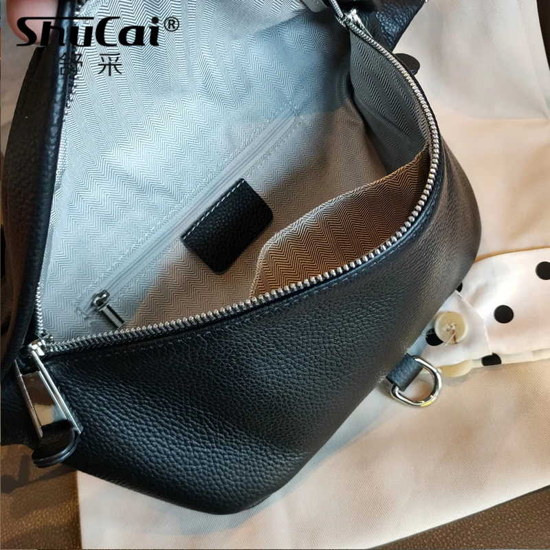 New genuine leather chest bag fashion trend small bag multi-function bag 2022 new shoulder bag small wallet black crossbody bag