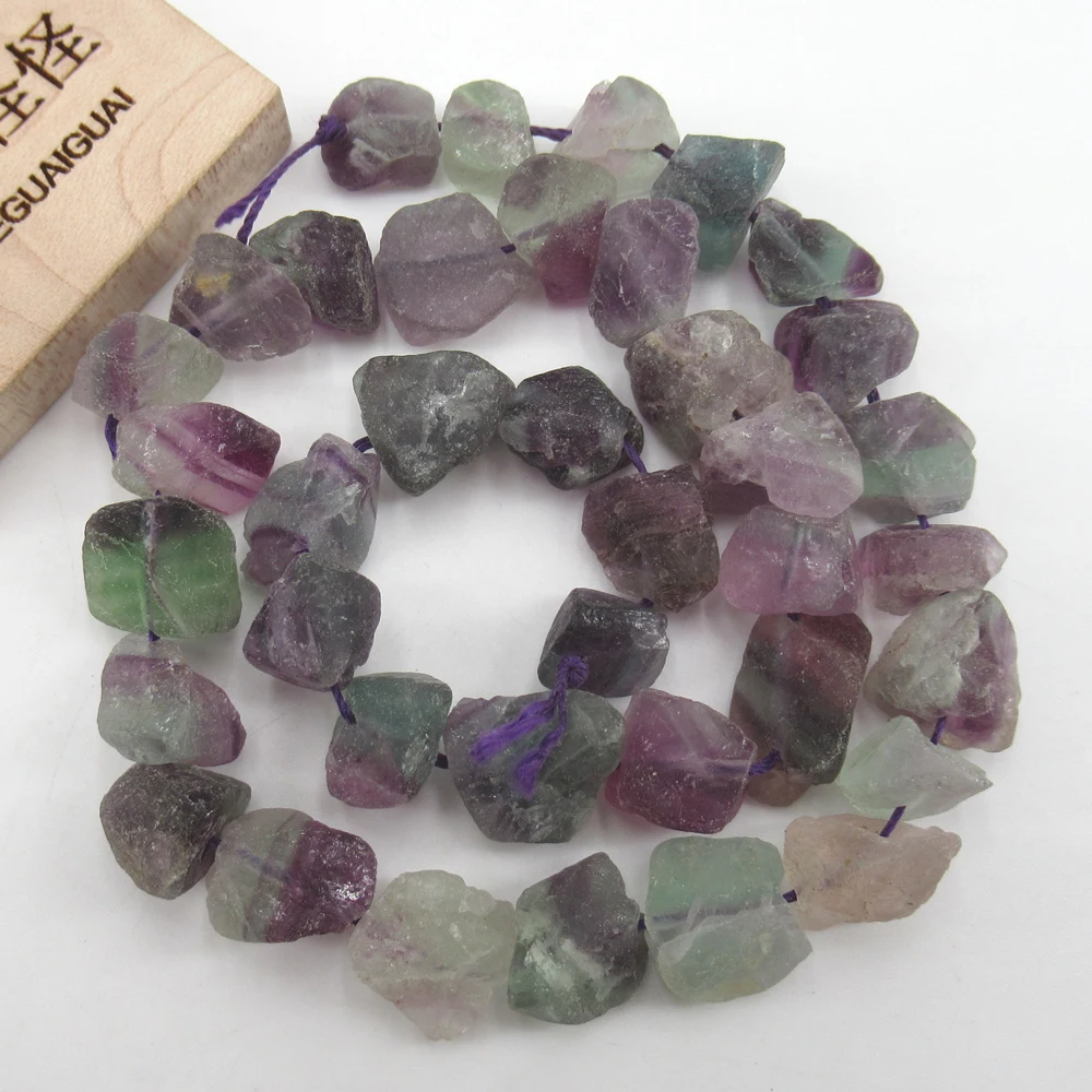 APDGG Natural Purple Fluorite Freeform Rough Nugget Gemstone Loose Beads 15.5\