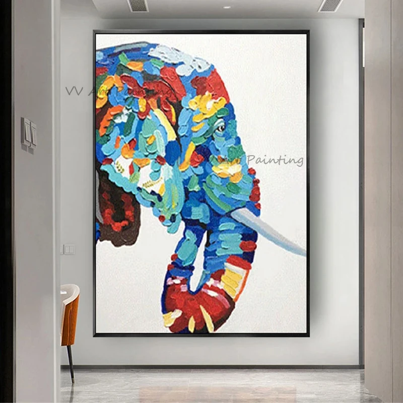 

The Color Animal Handmade Picture Elephant Oil Painting Nature Wall Canvas Art Large Mural Paintings Artwork For Living Room