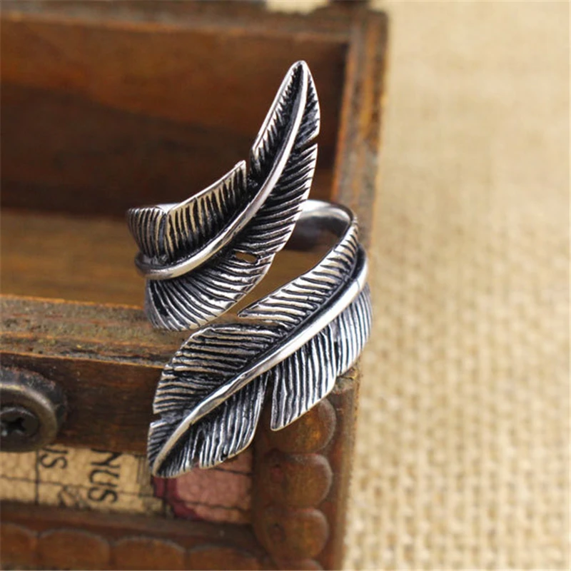 Creative Style Boho Feather Rings For Women Men Adjustable Ring Fashion Charm Jewelry Wholesale 2021