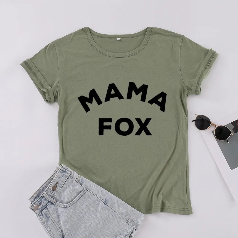 ZBBRDD Mama Fox top Tees Mother's day gifts tshirts Letter print Mom Funny Creative  cute  Cotton Leisure T-shirt  for Women