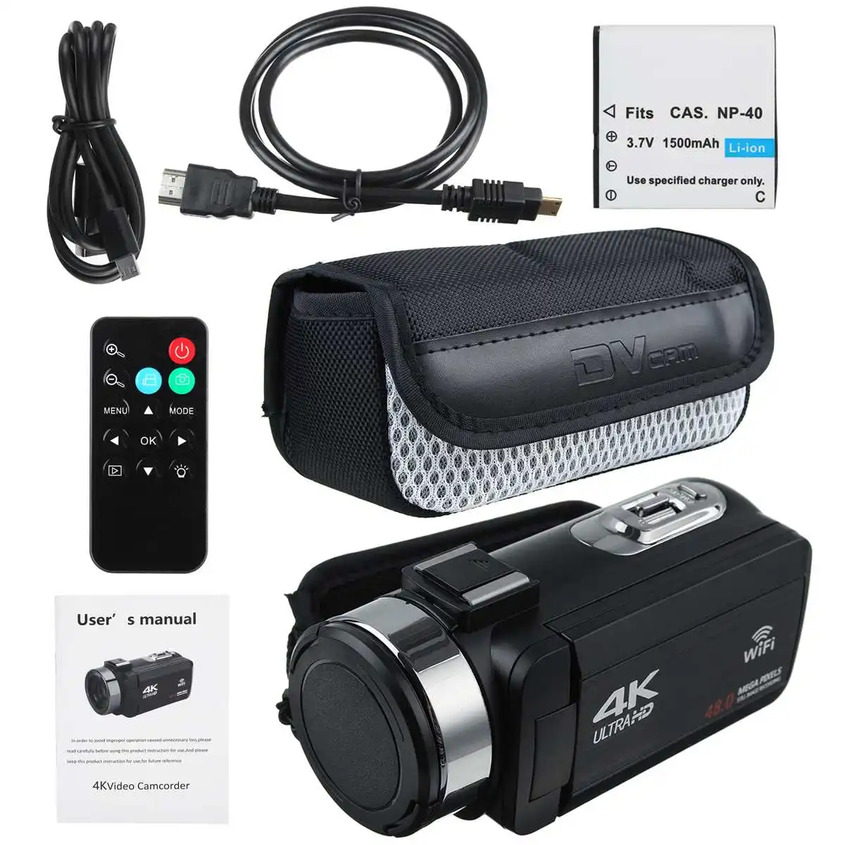 

4K Ultra HD Video Camera 16X Digital Zoom 30MP WiFi DV Camcorder Digital Video Camera 270 Degree Rotation Touch Screen Camera