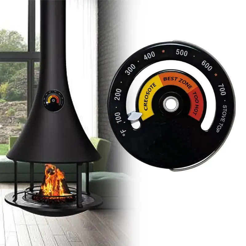 Magnetic Wood Stove Thermometer Heat Powered Temperature Gauge for Log Stove Burner Fireplace Fan