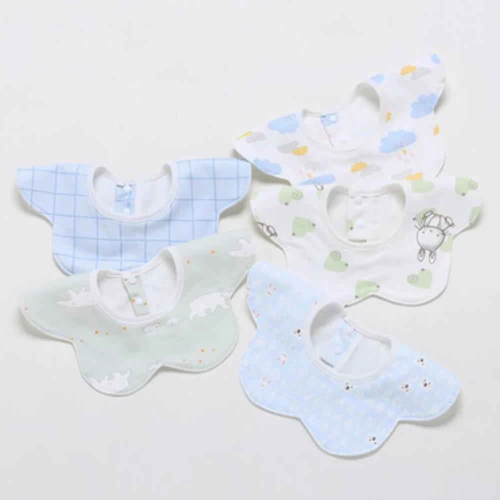 5Pcs/Lot Waterproof Baby Bibs Cotton Flower Shape Round Neck Saliva Towel Infant Lunch Feeding Burp Cloths Newborn Accessories