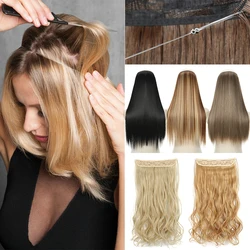 Haar Extensions Kein Clip in Fisch Linie Falsche Haarteil Synthetische Haar Stück Farbige Natürliche Braun Schwarz Fringe Gefälschte Haar