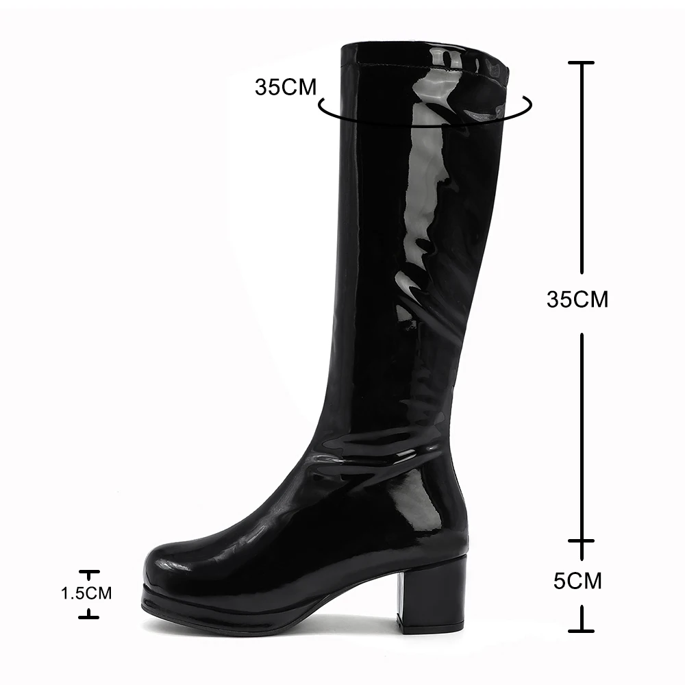 Women Boots Fashion round Toe Long Boots Cosplay Purple Yellow Knee High Boots For Women Candy Colors Boats 5CM Heels Shoes