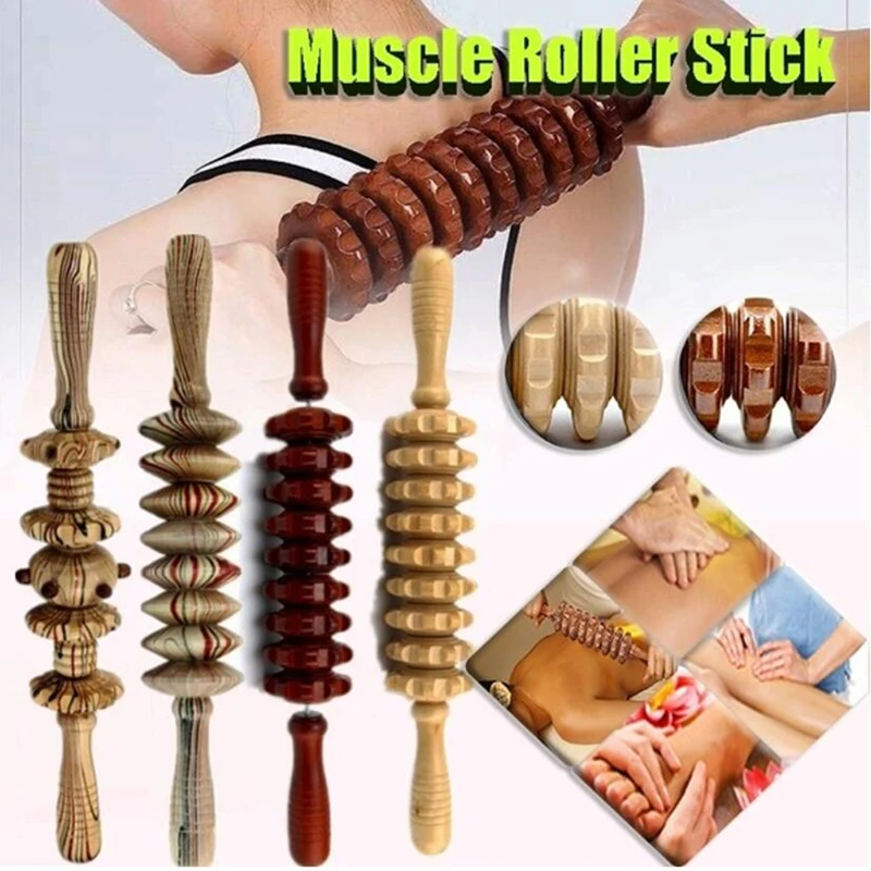 Fascia Body Leg Relaxing Tool Self Massage Products Long Wooden Home Spa Muscle Roller Stick Cellulite Blaster