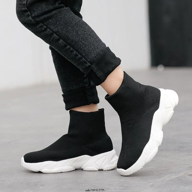 Spring children casual shoes male female sneaker child high elastic foot wrapping snow boots kids knitted socks shoes baby shoes