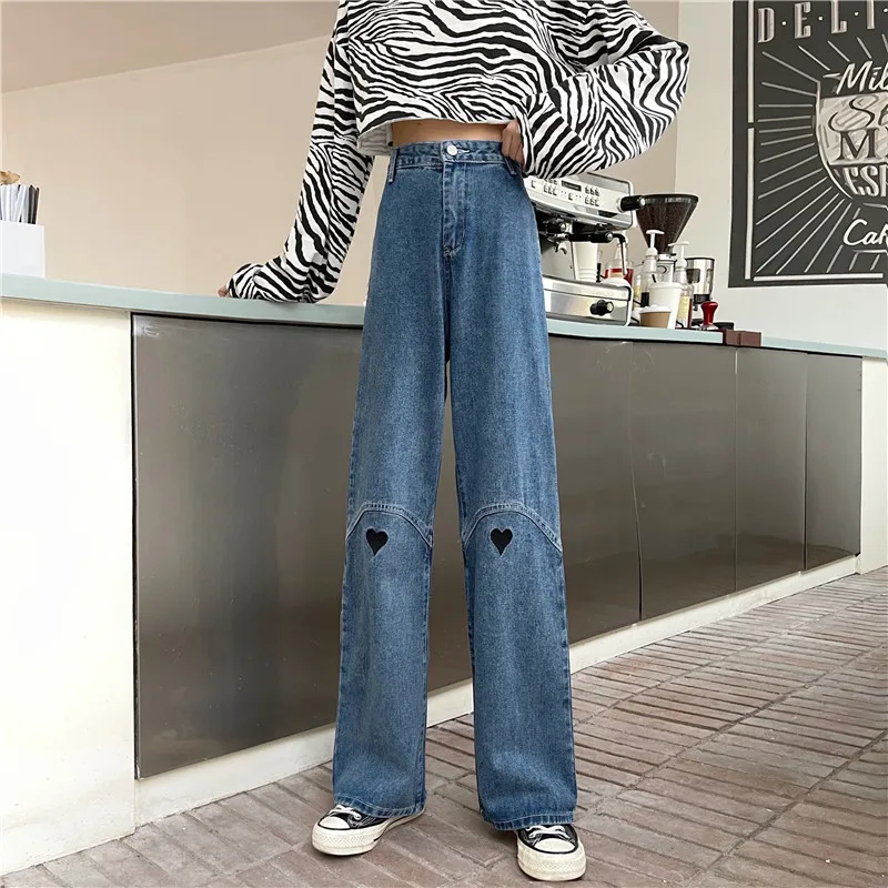 

Woman Jeans High Waist Clothes Wide Leg Denim Clothing Blue Streetwear Vintage Quality Nice Vogue Harajuku Straight Pants