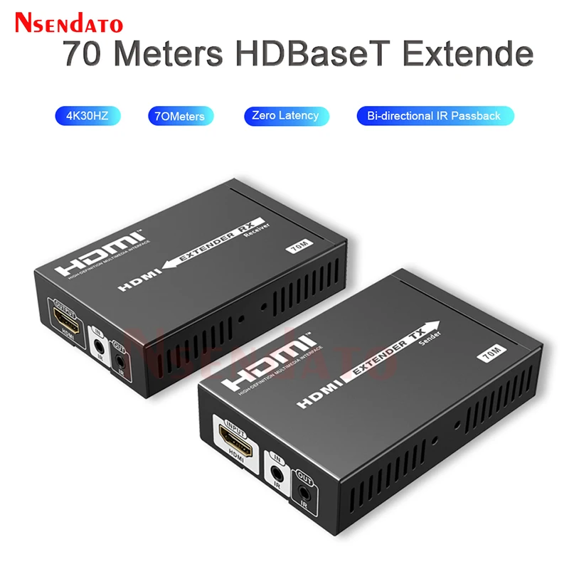 LKV375N HDMI HDBaseT Extender RJ45 4K 70M HDMI Extension Splitter over Cat7 HDMI Video Transmitter Receiver For PS4 HDCP Monitor