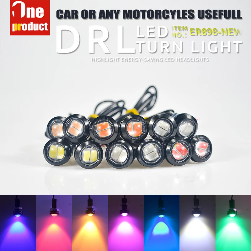 2PCS Drl Led Fog Lights Auto 18MM Eagle Eye Car DRL Running Lights For Cars 5630 2SMD 12V 2W Tail Lamp Waterproof Reverse Lamp