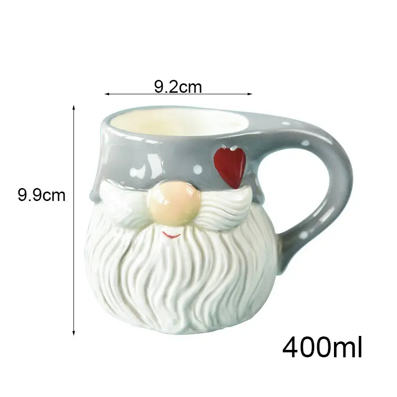 Ceramic Christmas Mugs Embossed Santa Claus Coffee Cup Home Office Breakfast Milk Juice Cup Xmas Gifts Drinkware Navidad 400ml