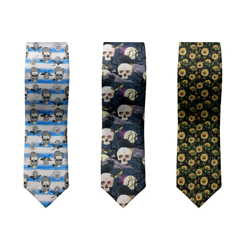 Fashion Skull 3D Printed Men's Necktie Casual 8CM Polyester Business Accessories Necktie Funny Wedding Party Gentleman's Necktie