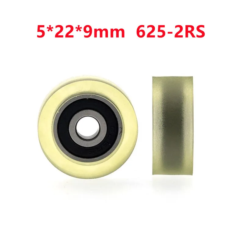 

10pcs/50pcs 5*22*9mm Polyurethane PU 625RS 625-2RS Low Noise Roller Bearing Friction Pulley 5x22x9mm