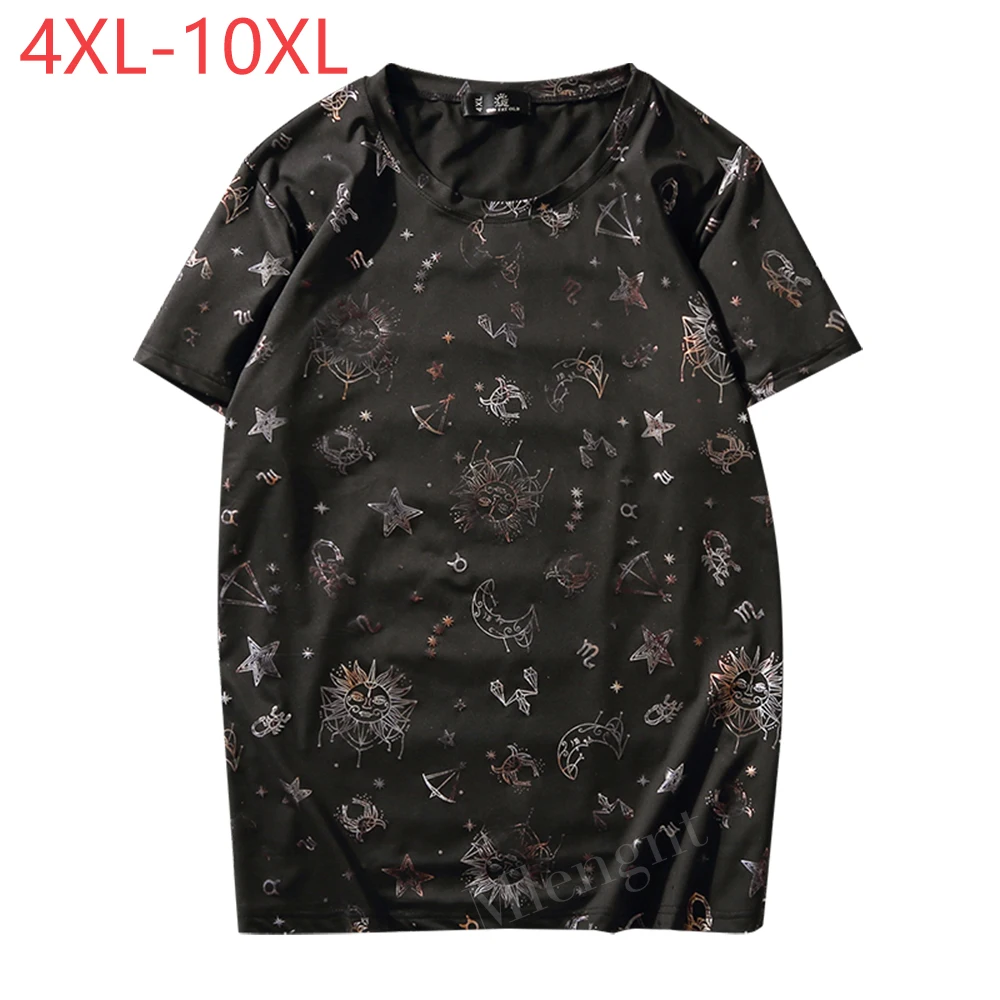 New Cool Summer 4-10XL T Shirts Men 3D Printed Starry Sky O Neck Stretch Tops Clothing Casual Short Sleeve Streetwear Tee Shirts