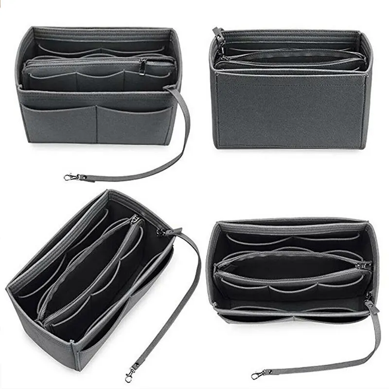Organizador de maquillaje de marca, bolsa de inserción de fieltro para bolso, monedero interior de viaje, bolsa de cosméticos portátil, se adapta a