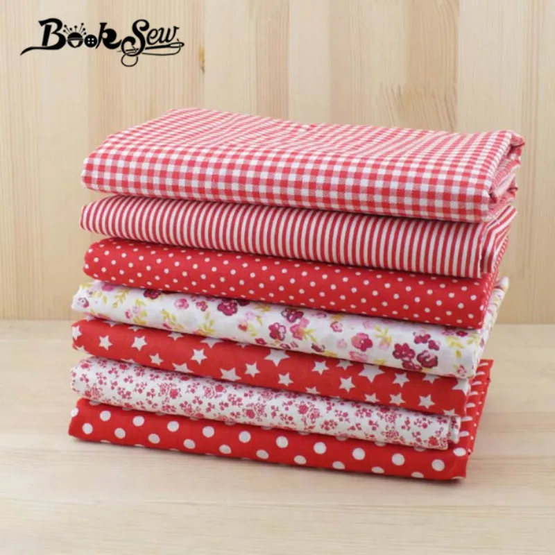 Booksew 50cmx50cm 7pcs 100% Cotton Fabric  Red Doll Cloth Tilda for Sewing Patchwork  Quilting Tissue textiles cheap tecido