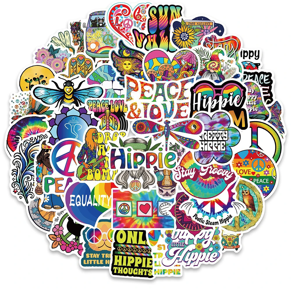 

10/30/50PCS Hippie Style Cartoon Graffiti Stickers Skateboard Guitar Suitcase Freezer Motorcycle Classic Toy Cool Sticker Gift