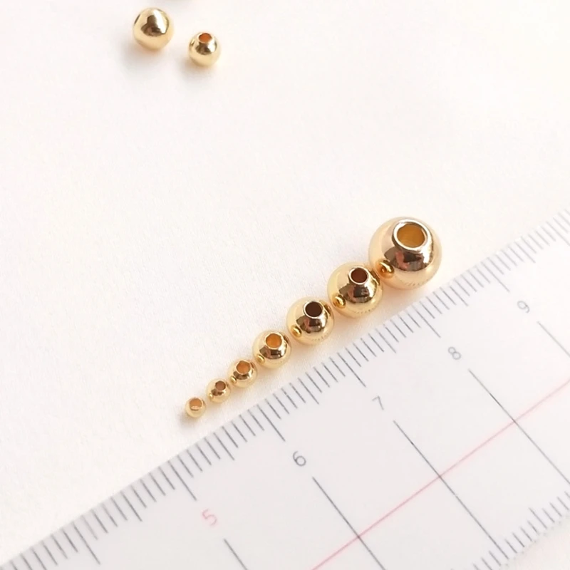 2-8MM Color Retention Real Gold Plated Copper Loose Beads Spacers Positioning DIY Findings Jewelry Accessories