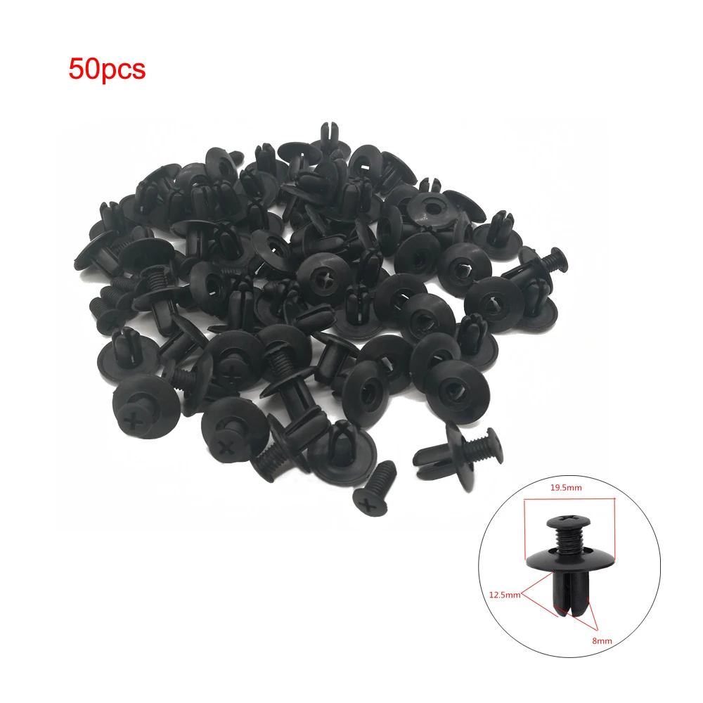 50pcs 8mm Car Fastener Clip Door Trim Panel Retainer Pin Rivet Plastic Universal Parts