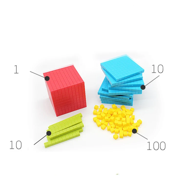 121pcs  Montessori Math Decimal Cube 4 shapes Kid\'s Preschool Educational Toys 10cm 1cm