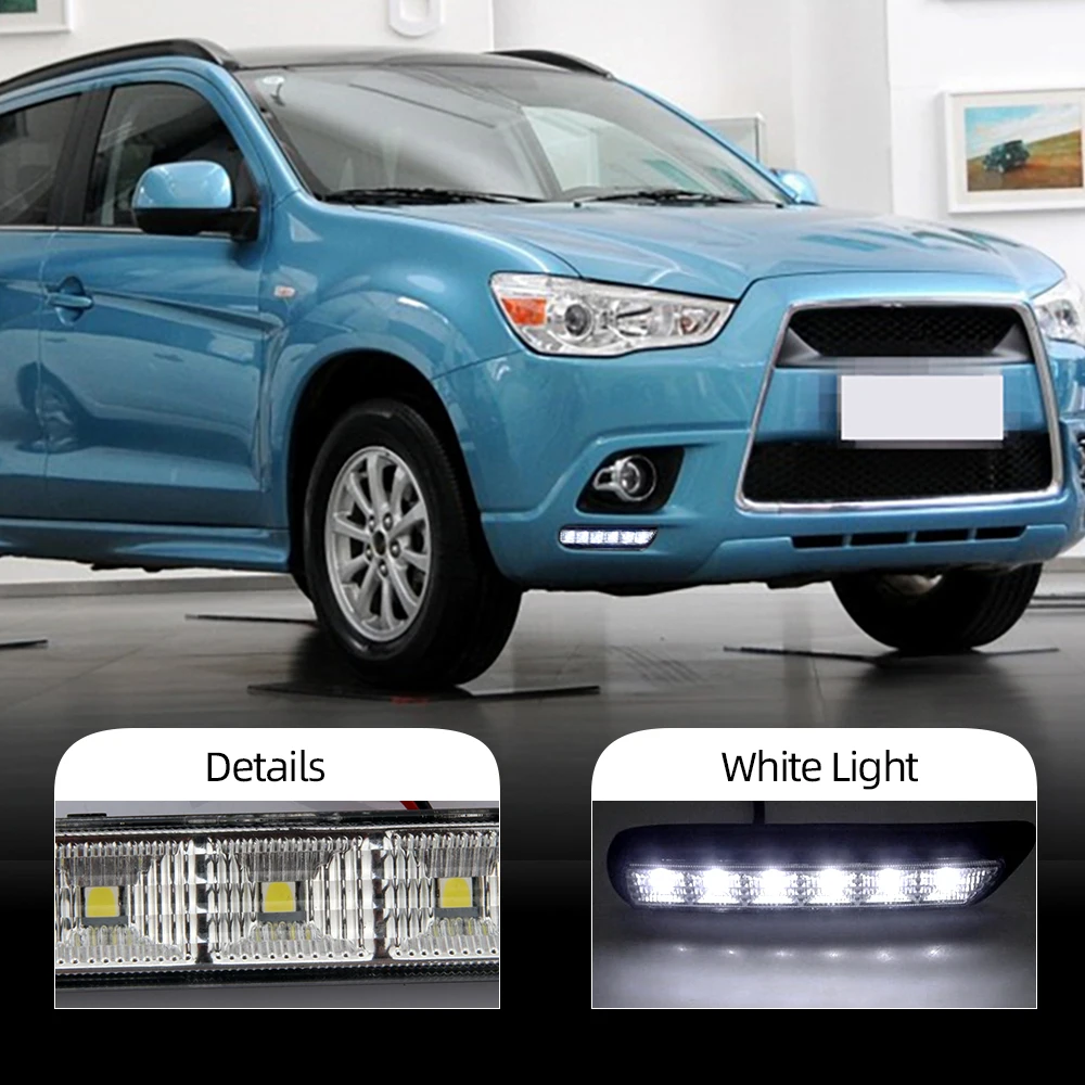 CSCSNL 2Pcs For Mitsubishi ASX 2010 2011 2012 LED DRL Daytime Running Lights Daylight Waterproof Fog Head Lamp