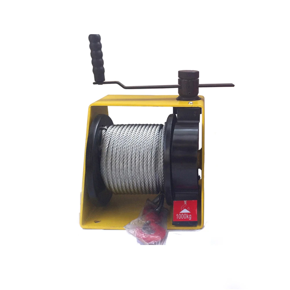 Hand tool lifting sling or without wire rope 1000kg Manual winch Boat truck auto self-locking Galvanized steel winch