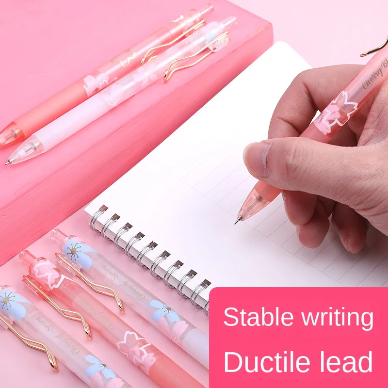 Lovely 0.5mm Fresh Cherry Sakura Mechanical Pencil Set Student Automatic Pencil School Office Supply Escolar Papelaria