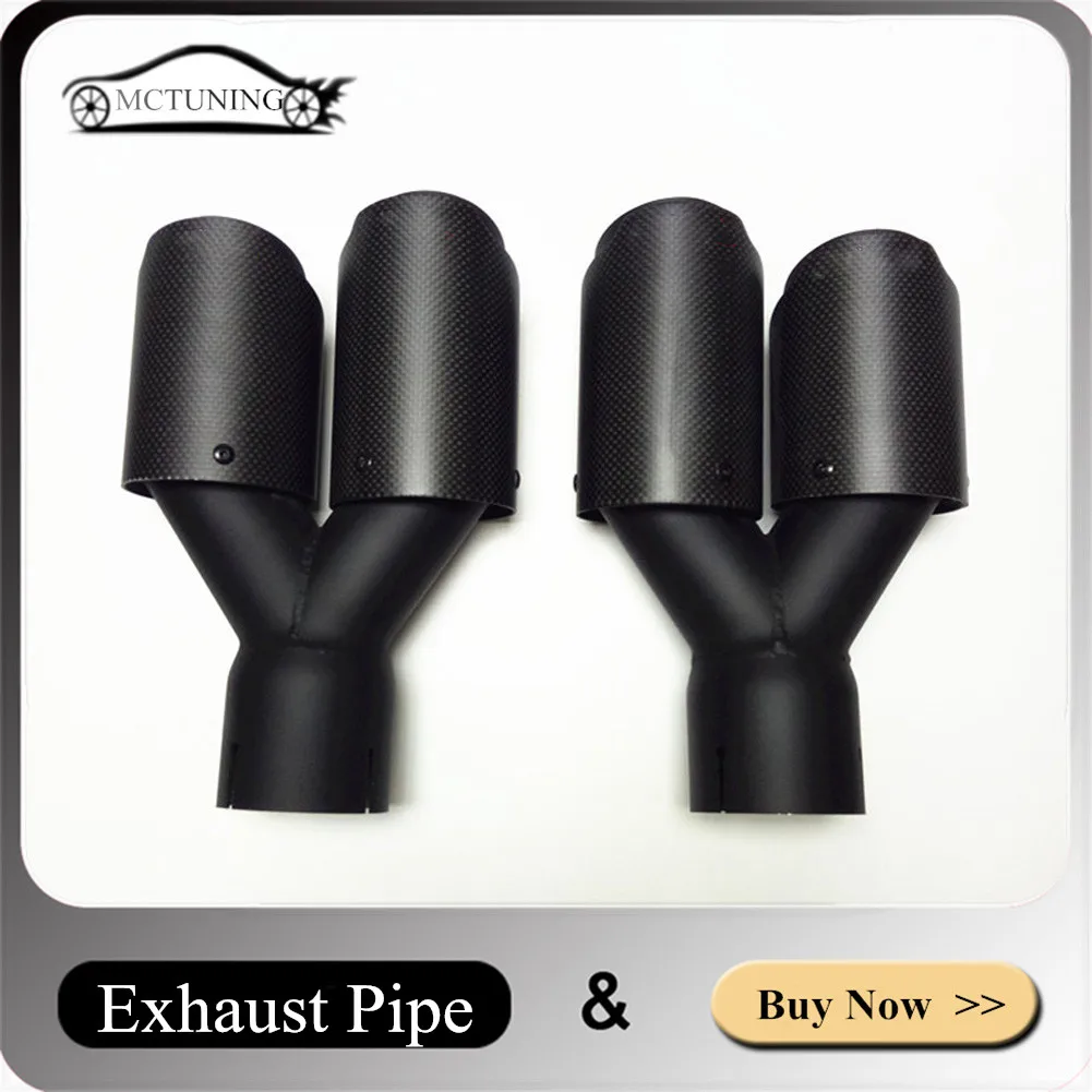 One Pair Y Model Matte Black Car Accessories Exhaust Pipe Muffler Tip Carbon Fiber Rear Diffuser Tailpipe Nozzles