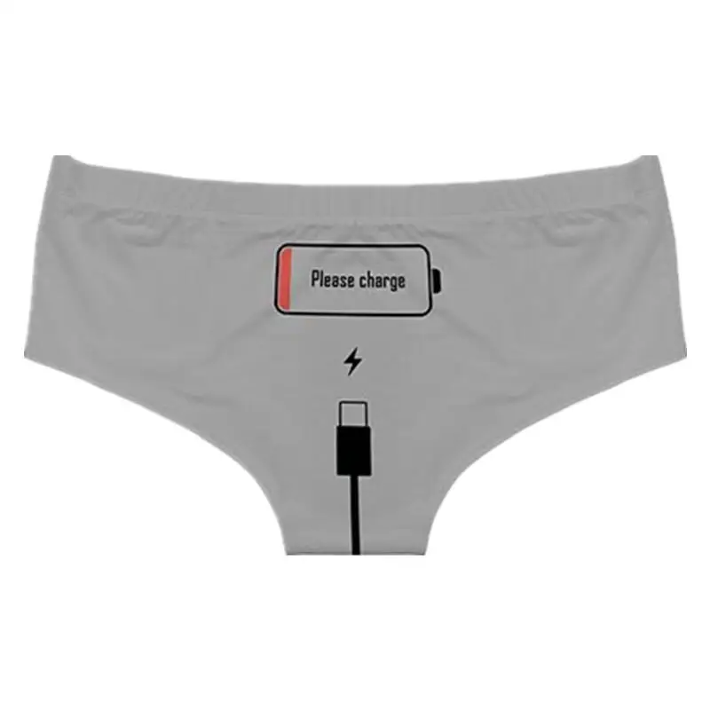 Original Design Charging Cable Printing Women\'s Underwear Sexy Low-Waist Panties Peach Hip Breathable Seamless Female Briefs