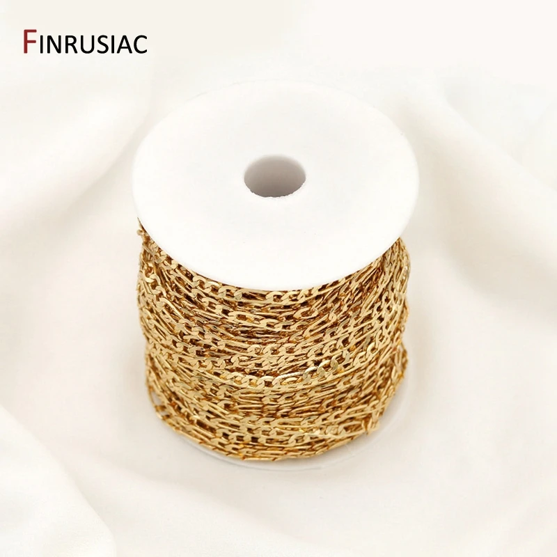 2021 New Trendy Jewellery Making Chain For DIY Necklace Bracelet Material, 14K Gold Plated Copper Metal Chain Spool Wholesale