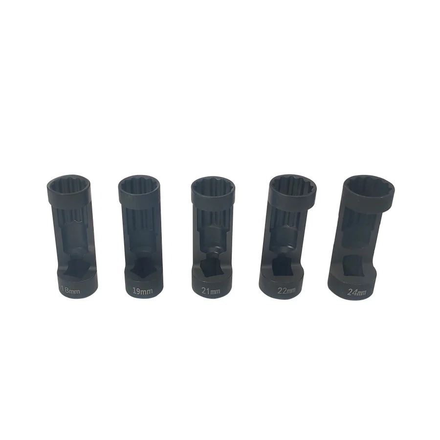 5 Pcs For Most European Vehicle 12 Point 18 19 21 22 24mm Nut Socket 1/2 Drive