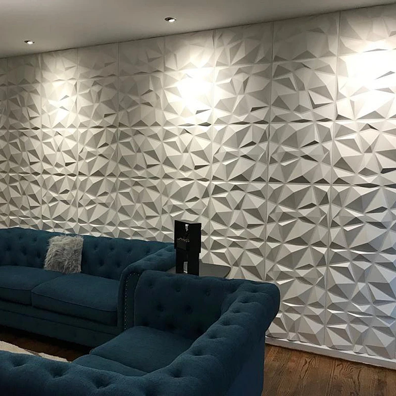 30x30cm Decorative 3D Wall Panels in Diamond Design Matt White Wallpaper Mural Tile-Panel-Mold 90s aesthetic room bathroom