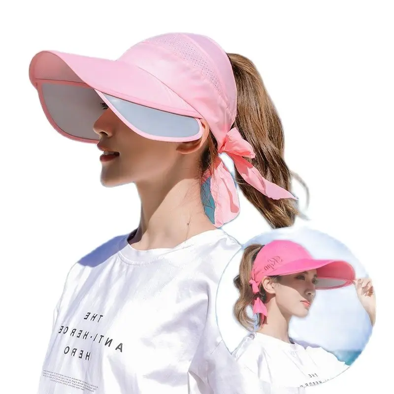 Summer Sun Hat Visor Caps Female Scalable Brim Empty Top Baseball Cap UV Protection Beach Sun Visor Hats For Women