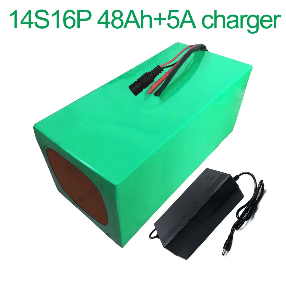 With 5A charger 52V 48Ah 14S16P 18650 Li-ion Battery electric two Three wheeled motorcycle bicycle   280*170*140mm