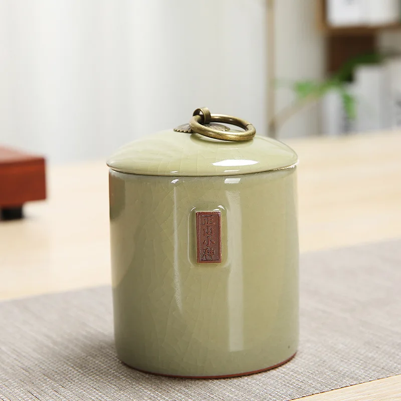 3 Colors Tea Box Pottery Jar Long Jing Tea Storage Airtight Pots Coffee Organizer Storage Tanks Kitchen Food Container With Lid