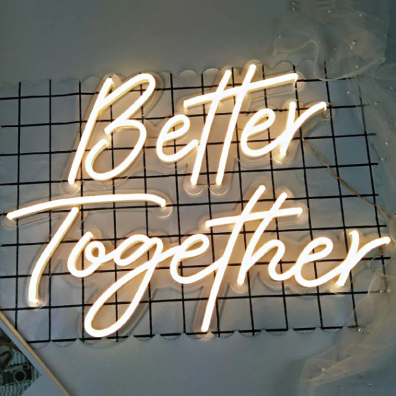 Better Together LED Neon Sign Indoor Wall Lights Party Wedding Shop Window Restaurant Birthday Decoration Warm White