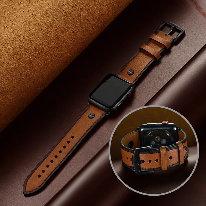 royal leather strap for Apple watch band 44mm 42mm 40mm 38mm iwatch bracelet series 5/4/3/2/1 Noble watchband Accessories