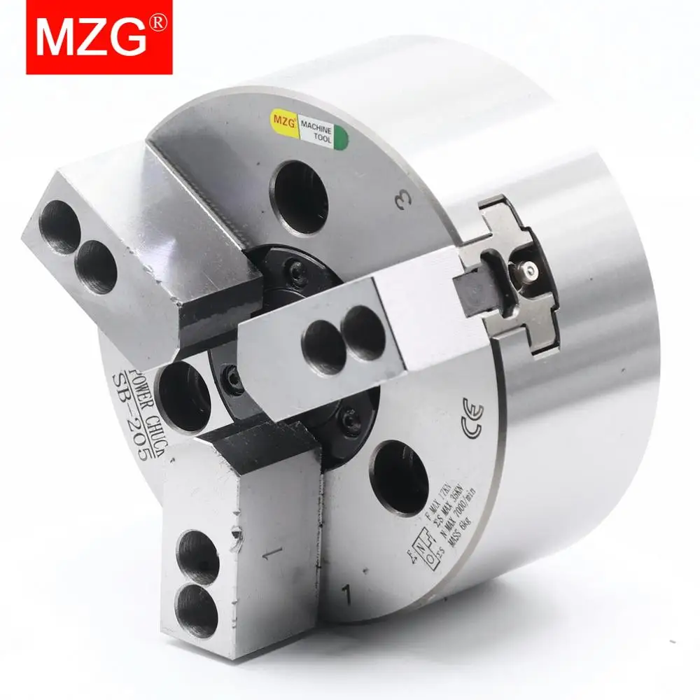 MZG SB 206 208 4 5 6 8 inch 3 Jaw Hollow Power Chuck for CNC Lathe Boring Cutting Tool Holder Hole Machining