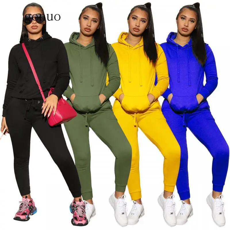 

Hooded Sweatshirt And Drawstrings Pants Sweatpants Jogging Fashion Sports Suit Tracksuit Casual Two Piece Set Sporty Sweatsuit