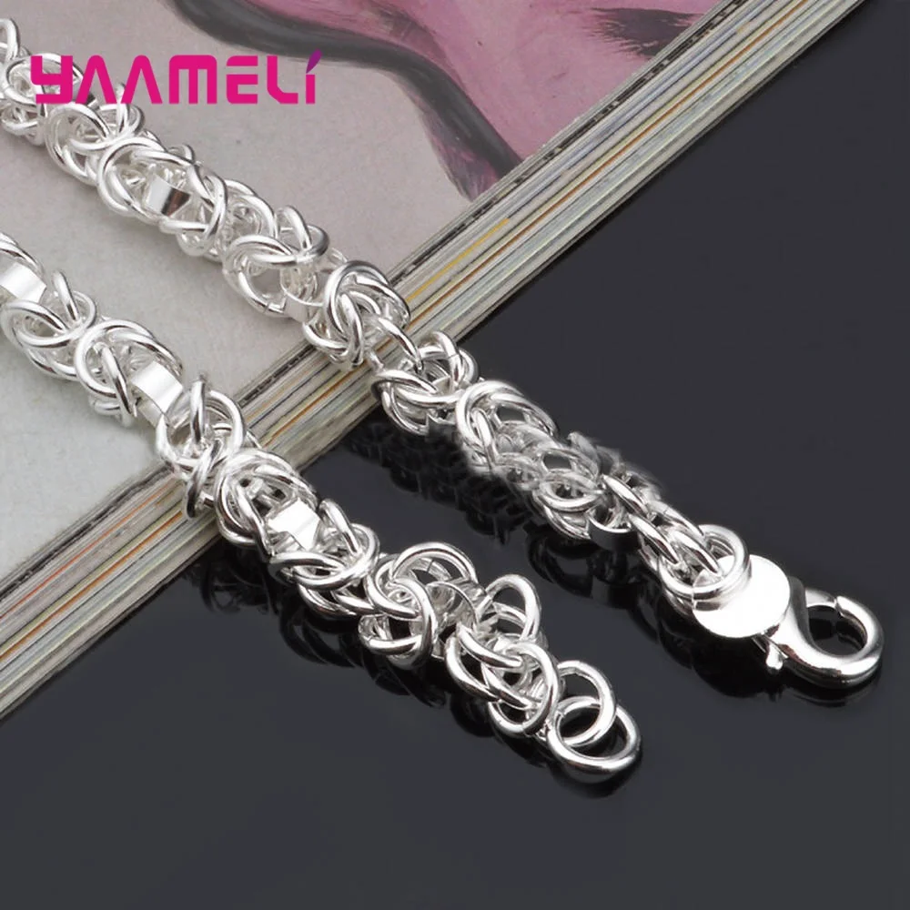 Hot Hip-Hop Rock Punk Styles 925 Sterling Silver Needle Chain Necklaces Women Men Party Gifts Simple Fashion Jewelry Link Choker