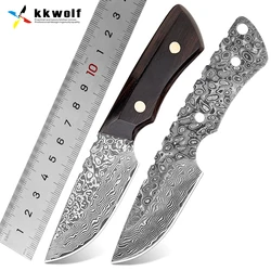 Outdoor Portable Camping Knife Damascus Steel Knife Fixed Blank DIY Blade Survival Hunting Knives Fishing Hiking Edc tools