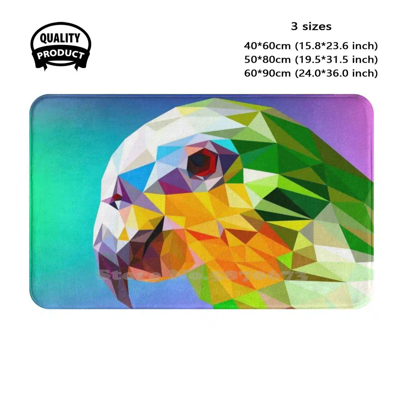 Colorful Bird Polygon Art Soft Cushion Home Carpet Door Mat Car Rug Geometric Abstract Graphic Triangle Low Poly Vector Animal