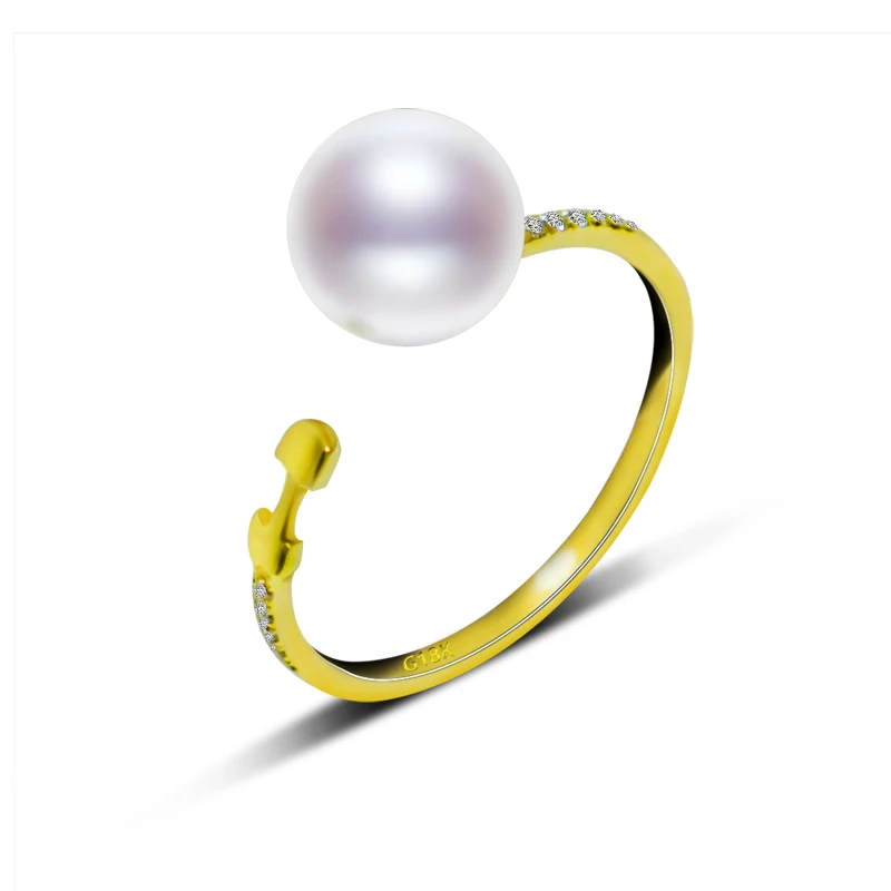 

ZHIXI 18K Yellow Gold Rings Natural Freshwater Pearl Rings AU750 Fine Wedding Brands For Women Trendy Party Engagement Box J316