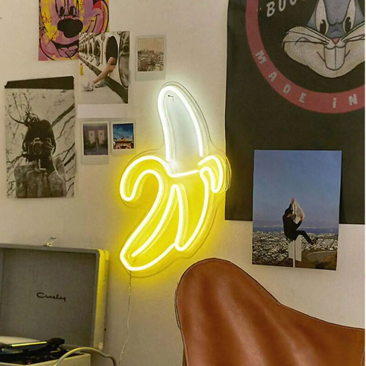 Lampu Neon Pisang Seni Hiasan Dinding Tanda Getaran Led Lampu Neon USB Bertenaga LED Lampu Tanda Neon untuk Kamar Tidur Pesta Dekorasi Rumah